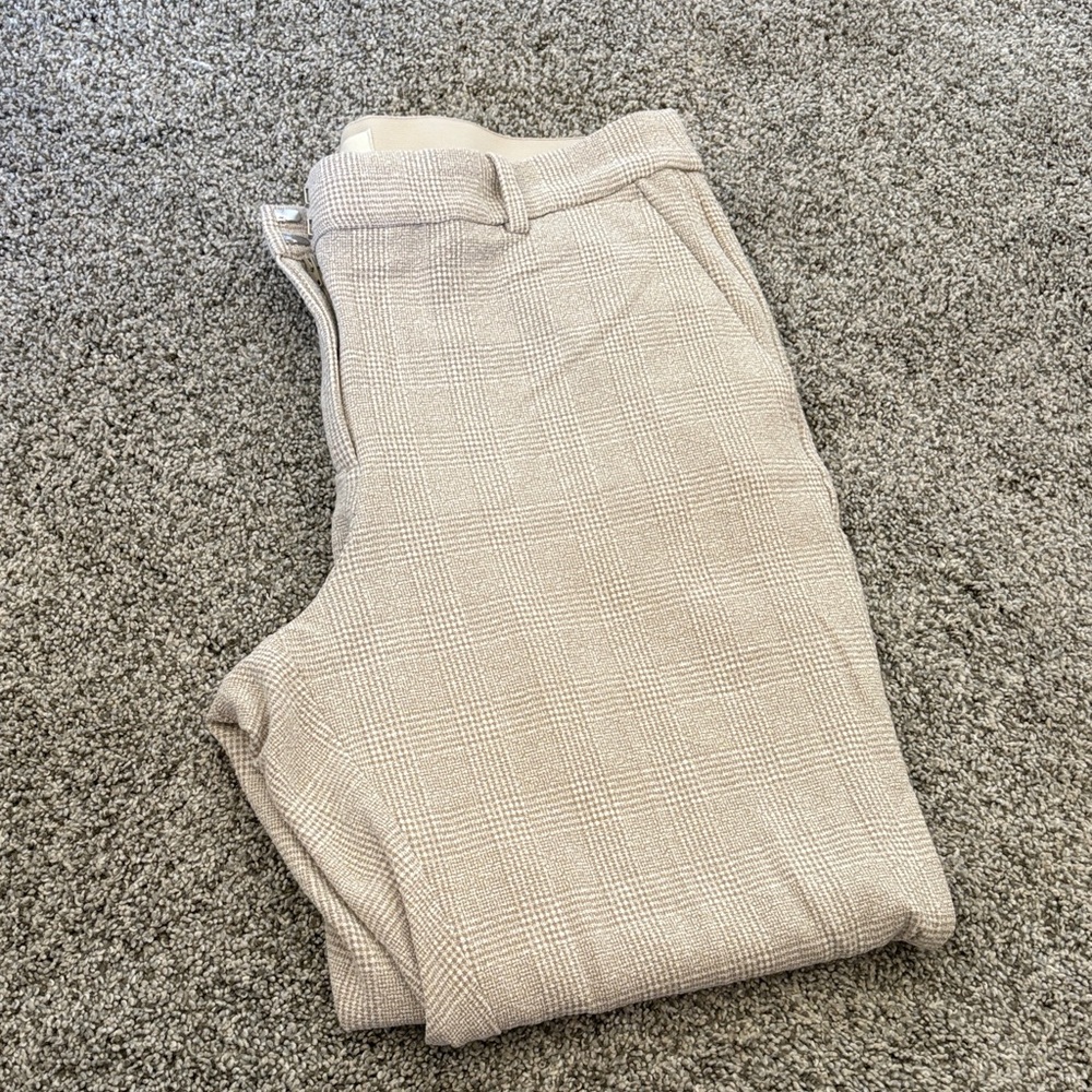 H&M Light Beige Plaid Dress Pants